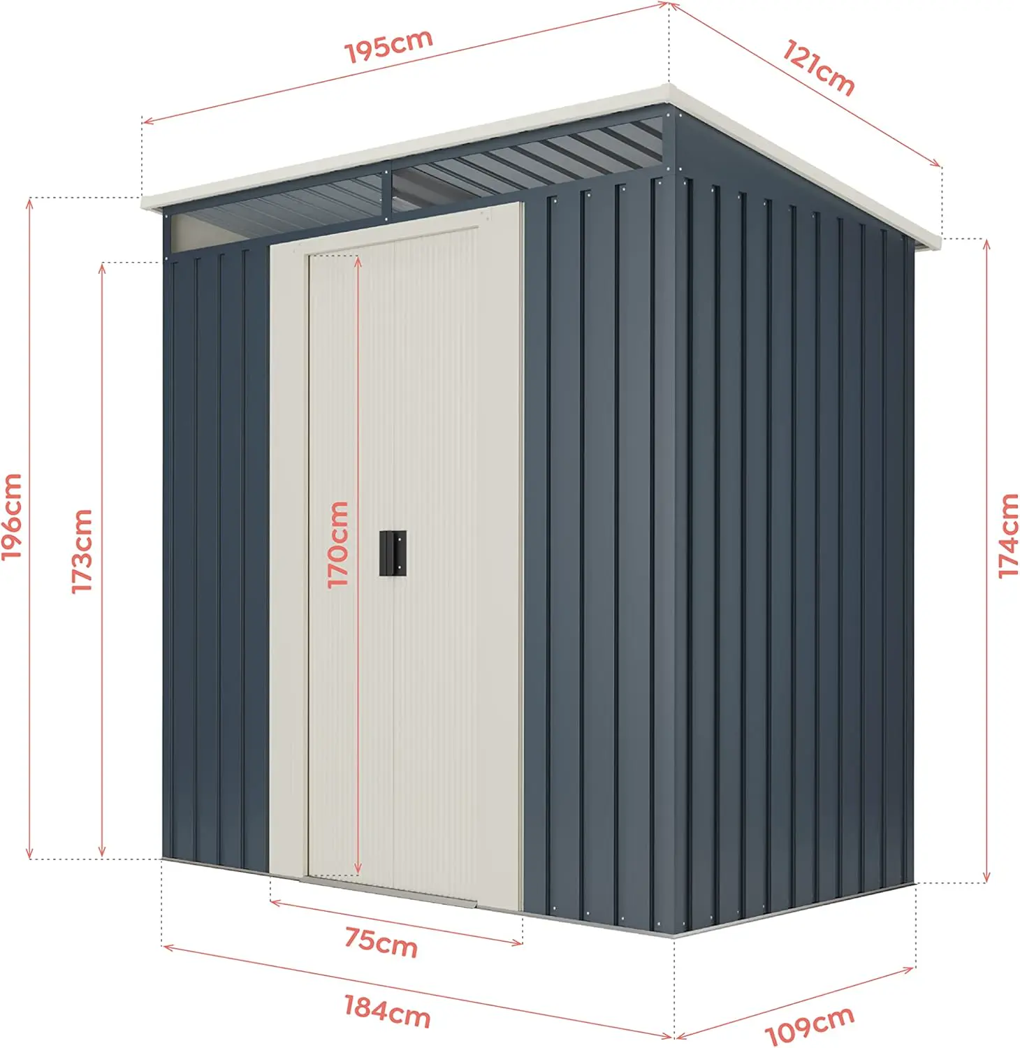 Abri de jardin en métal en acier gris 2,3 m² vue 6