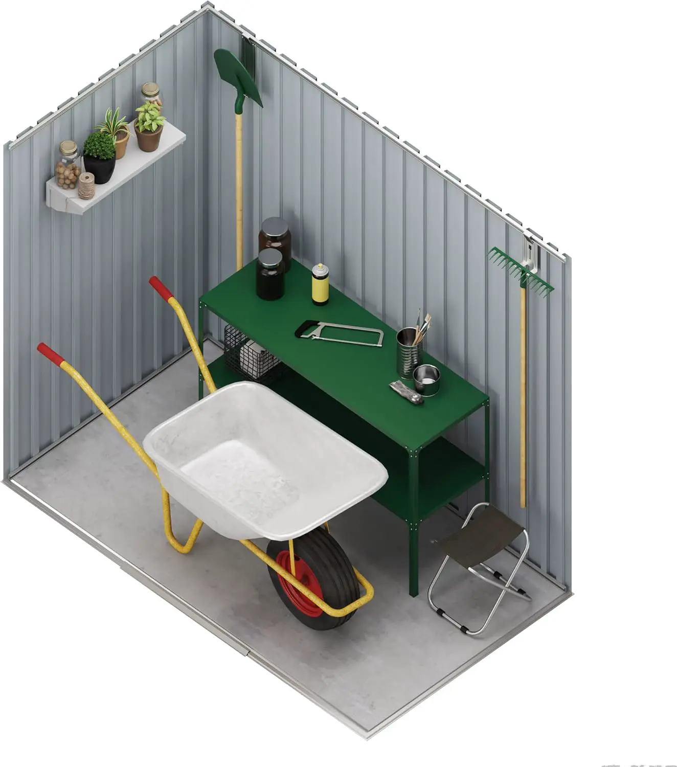 Abri de jardin en métal en acier gris 2,3 m² vue 7