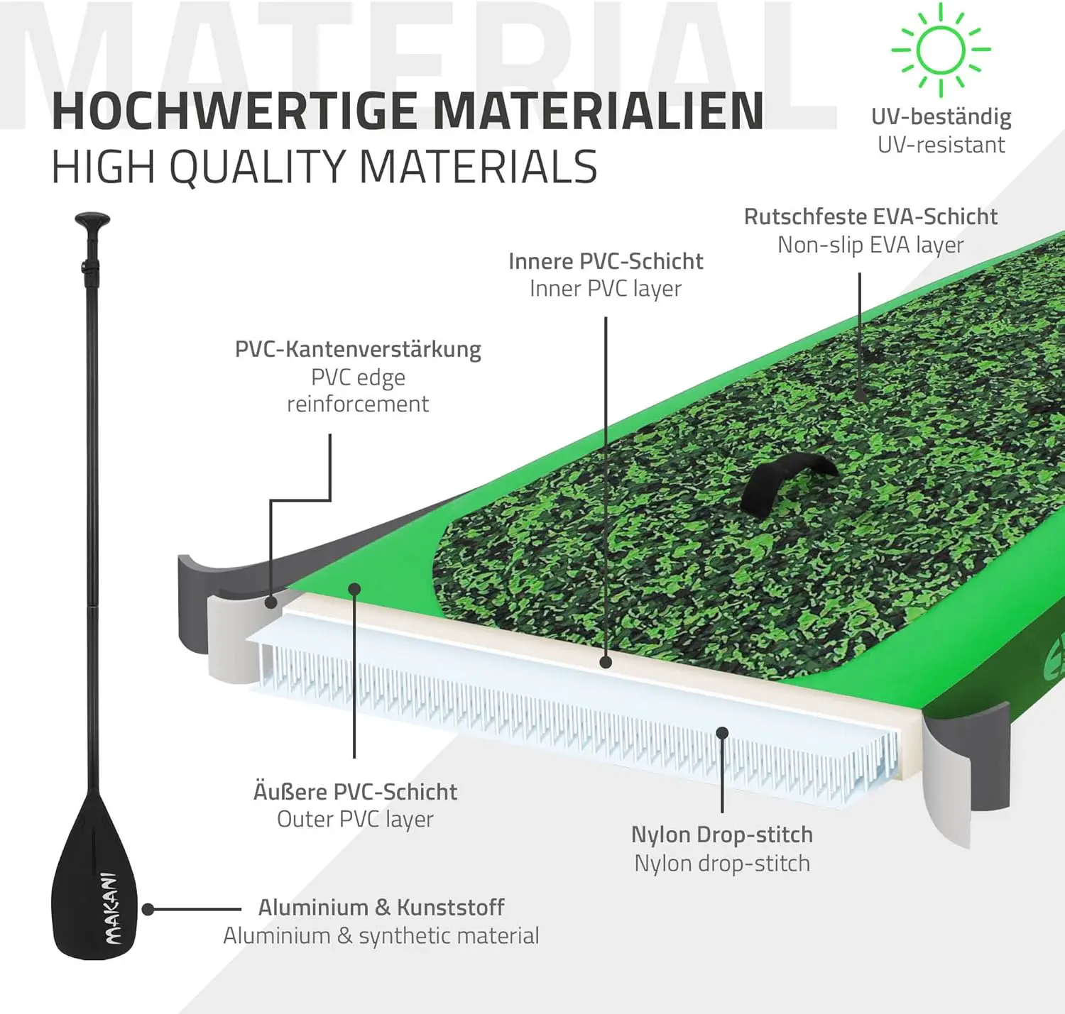 Paddle gonflable en aluminium vert vue 5