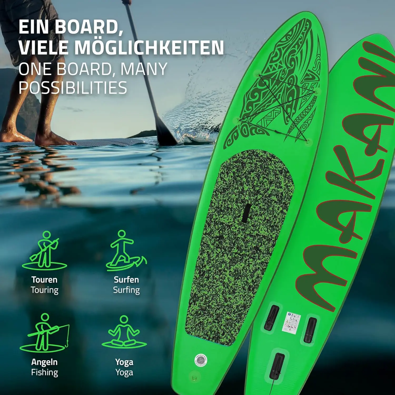 Paddle gonflable en aluminium vert vue 7