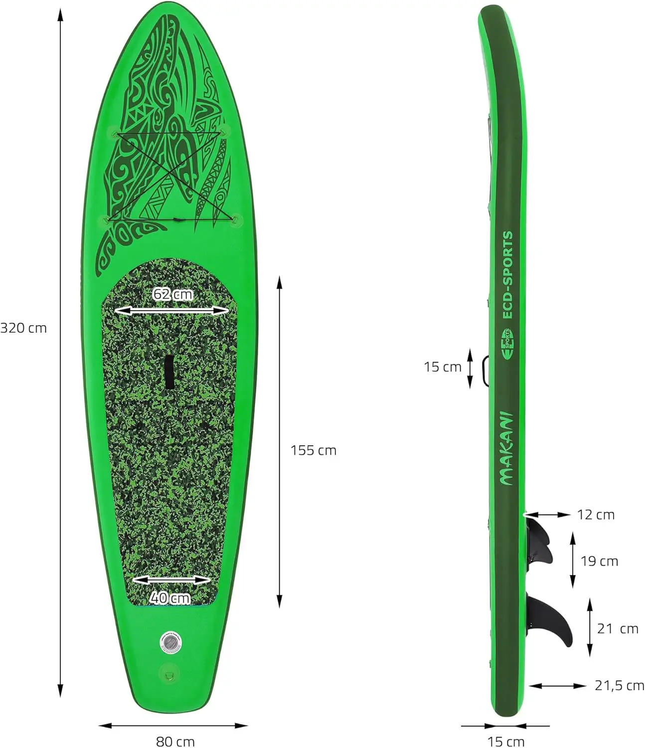 Paddle gonflable en aluminium vert vue 8