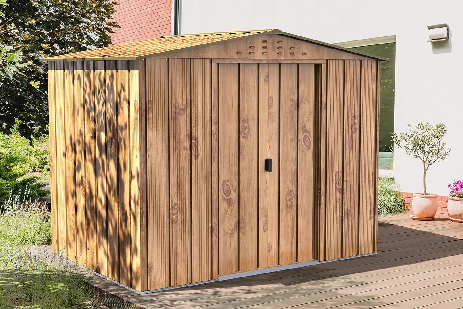 Abri de jardin en bois en acier anthracite 4,37 m² vue 2