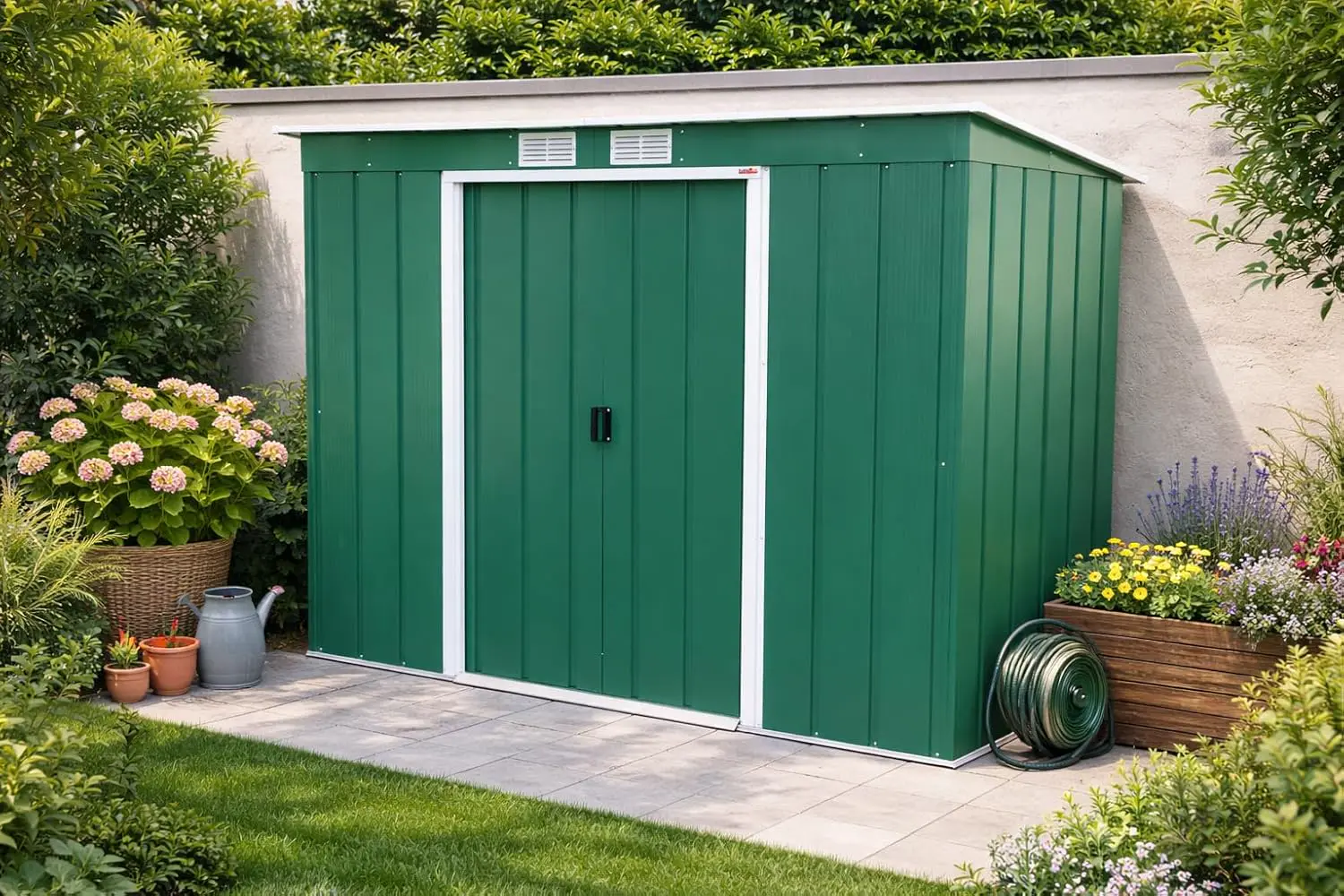 Abri de jardin en métal en acier vert 2,85 m² vue 2