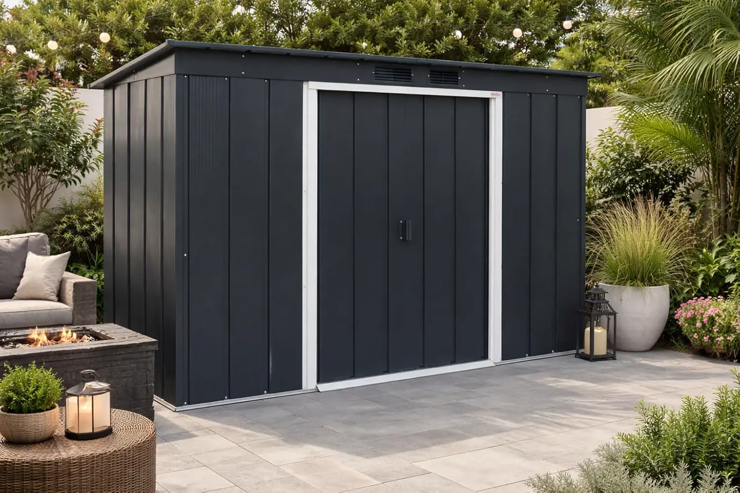 Abri de jardin en métal en métal anthracite 2,85 m² vue 2