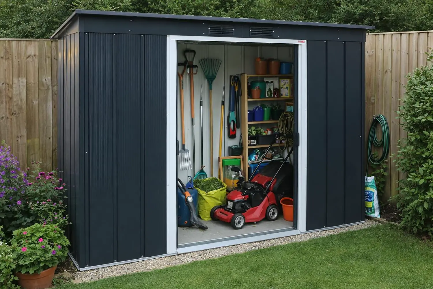 Abri de jardin en métal en métal anthracite 2,85 m² vue 3