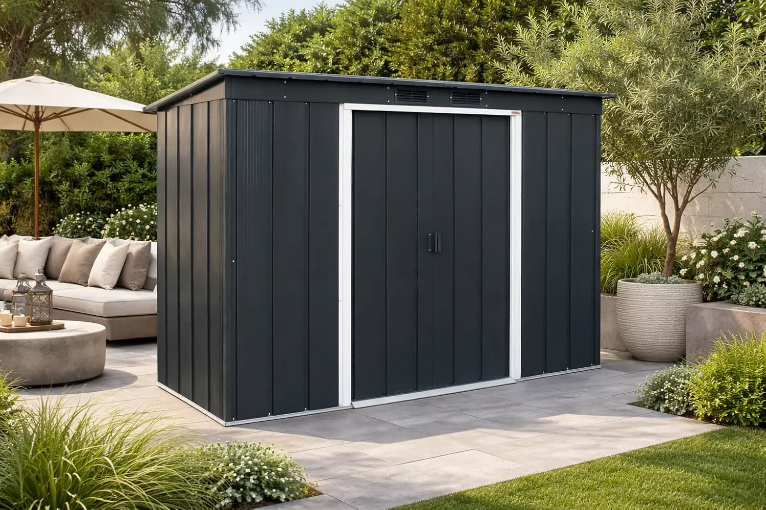 Abri de jardin en métal en métal anthracite 2,85 m² vue 4