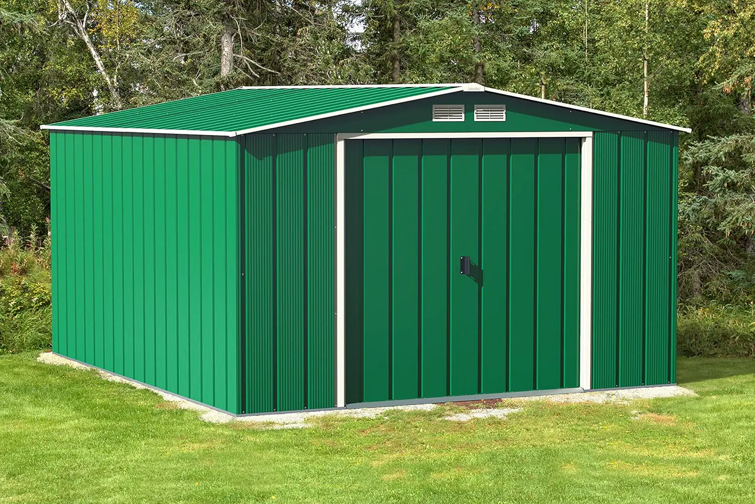 Abri de jardin en métal en métal vert vue 3