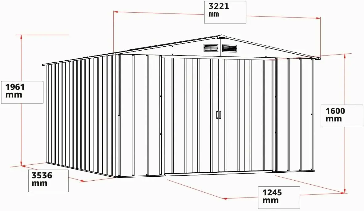 Abri de jardin en métal en métal vert vue 5