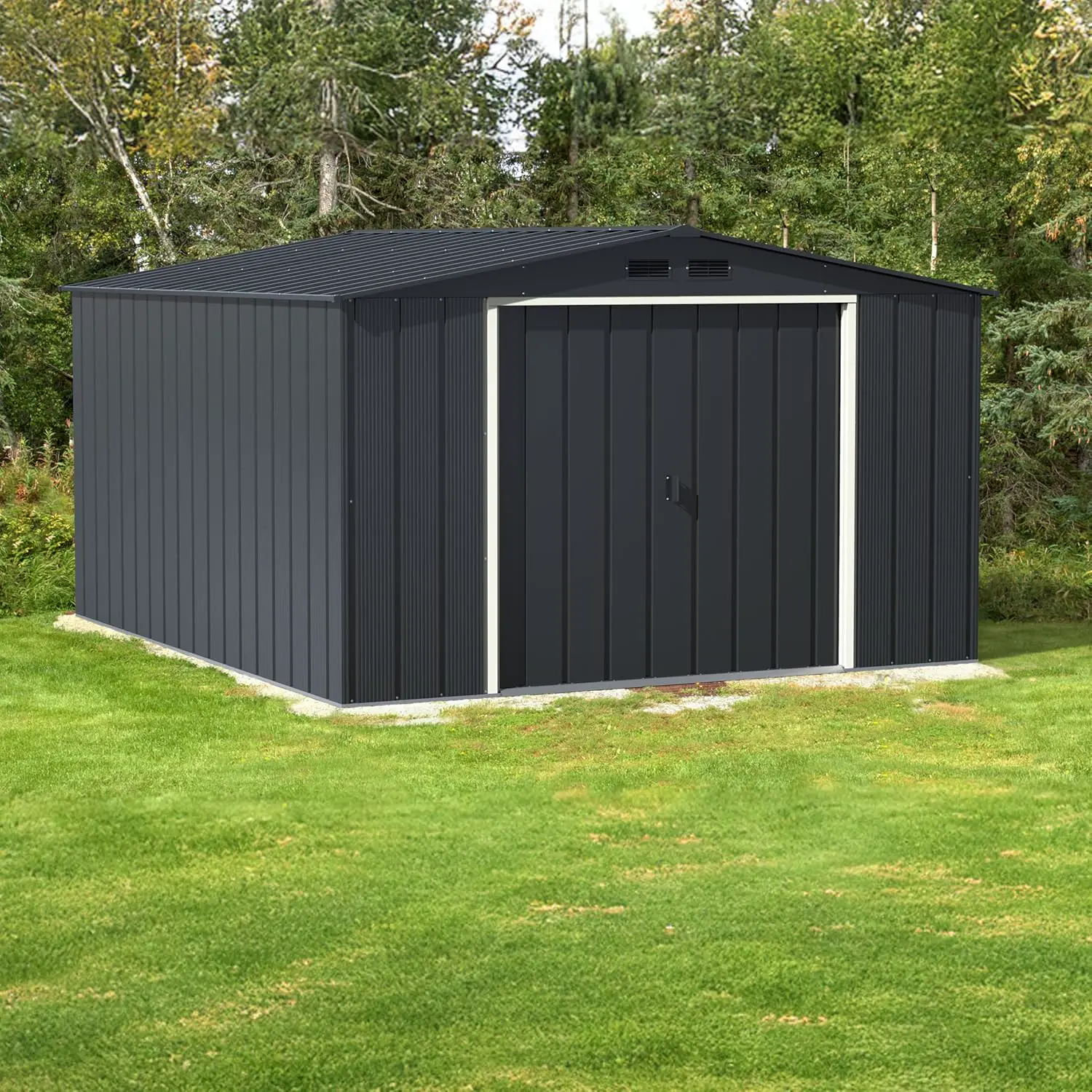 Abri de jardin en métal en bois gris 11,68 m² vue 7