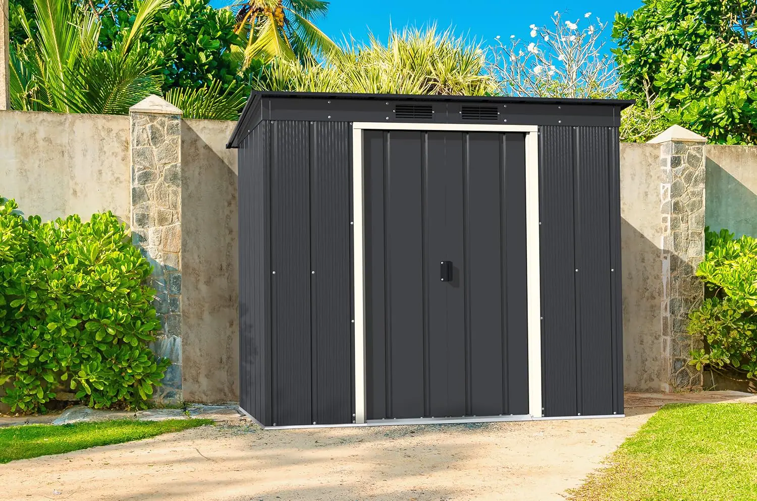 Abri de jardin en métal en acier anthracite 2,17 m² vue 2