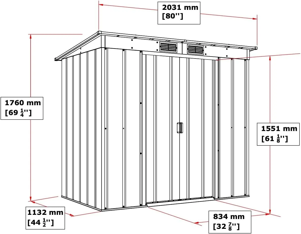 Abri de jardin en métal en acier anthracite 2,17 m² vue 4