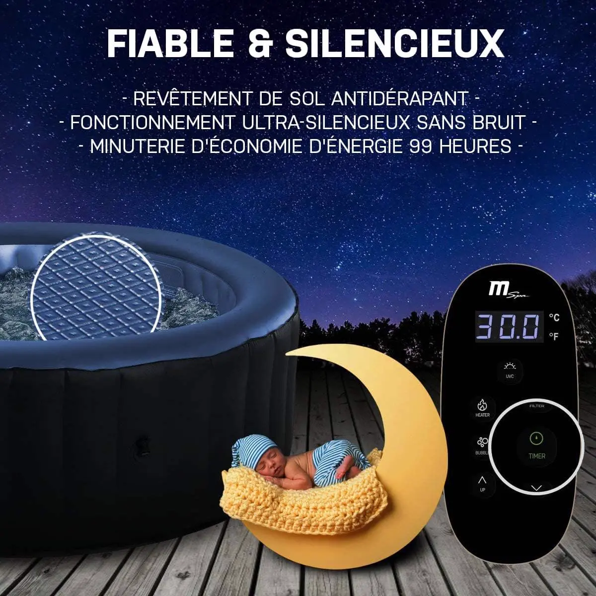 Spa gonflable 4 personnes 4 places en rotin gris 3x4 vue 7