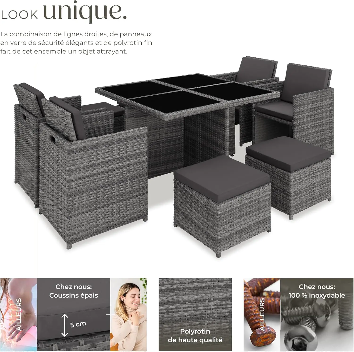 Salon de jardin 8 places en rotin vue 3