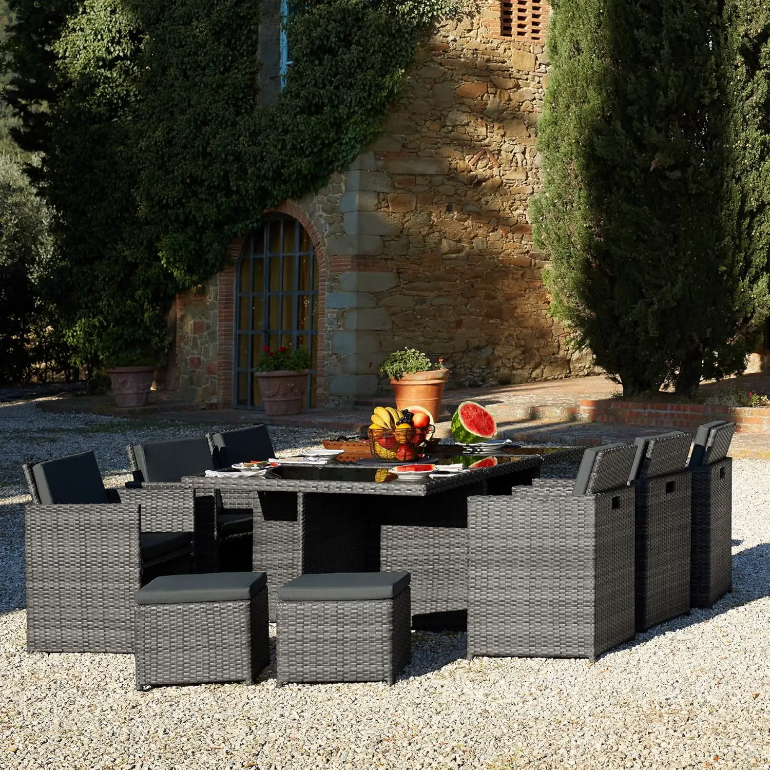 Salon de jardin 10 places en rotin vue 2