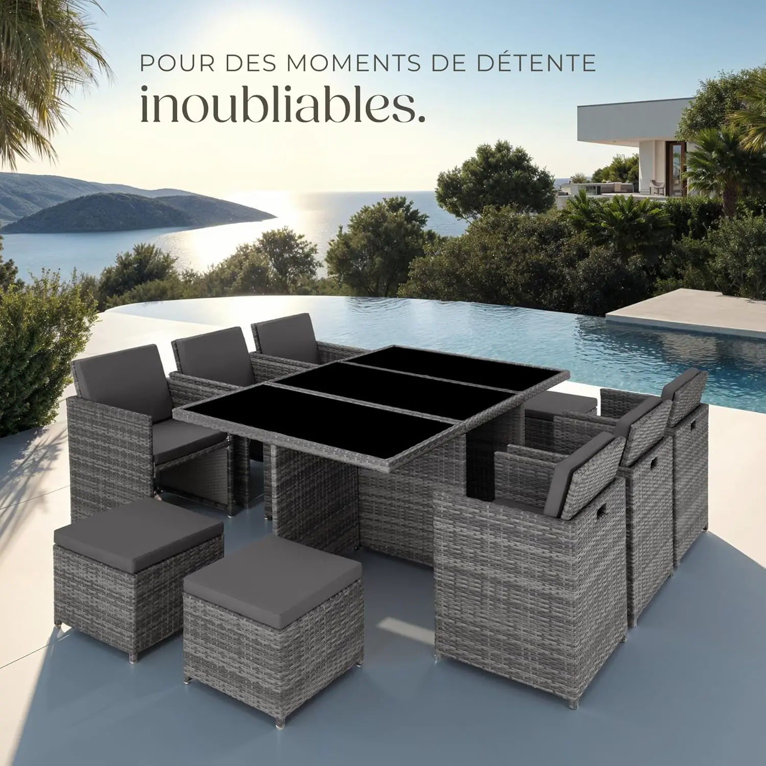 Salon de jardin 10 places en rotin vue 10