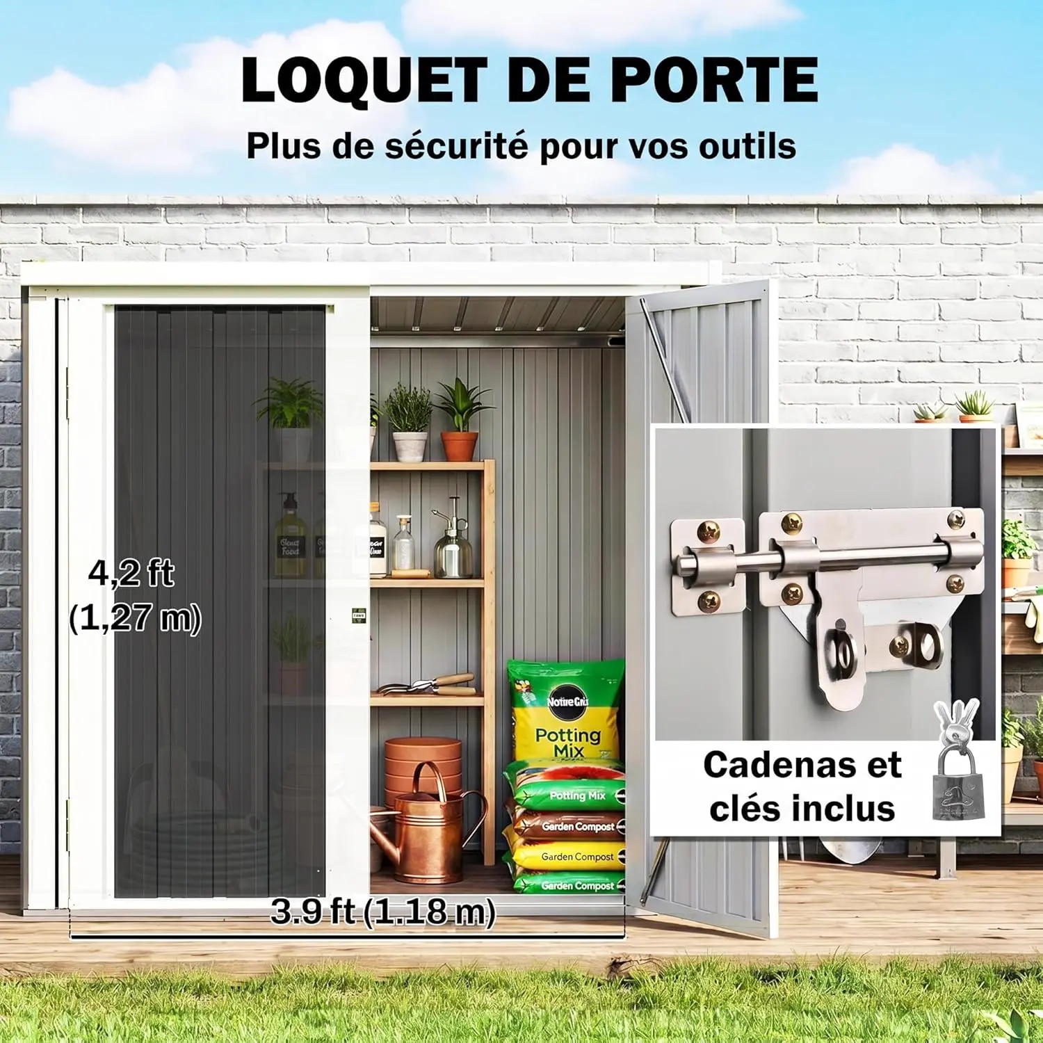 Abri de jardin en métal en acier noir 1,09 m² vue 4