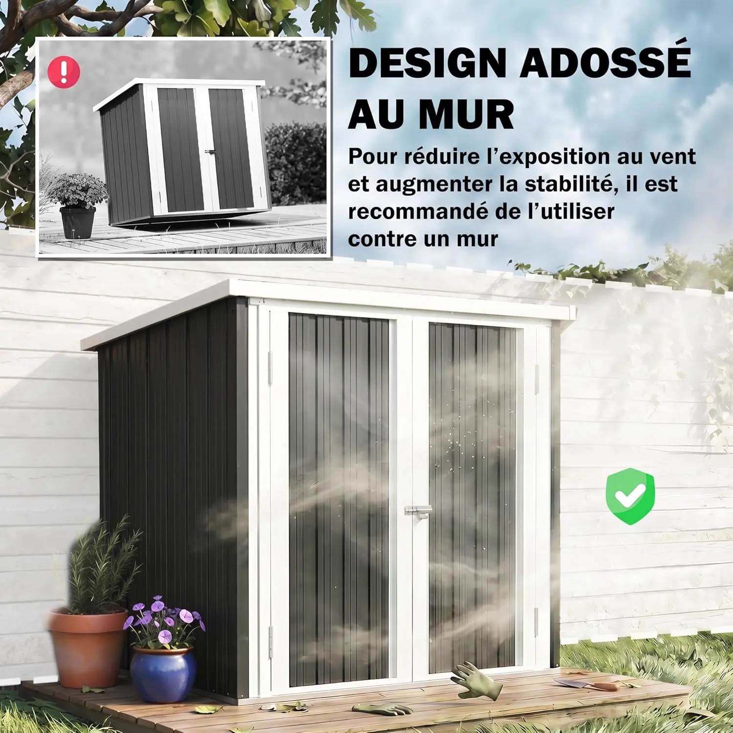 Abri de jardin en métal en acier noir 1,09 m² vue 5