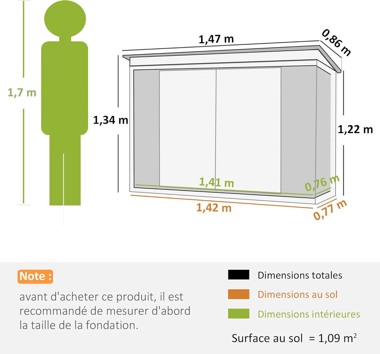 Abri de jardin en métal en acier noir 1,09 m² vue 7