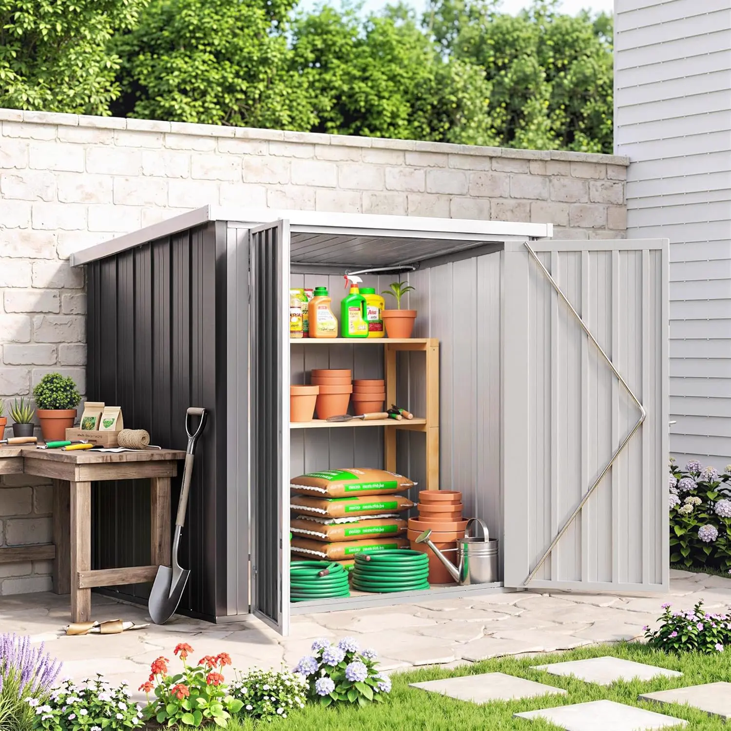 Abri de jardin en métal en acier noir 1,09 m² vue 8