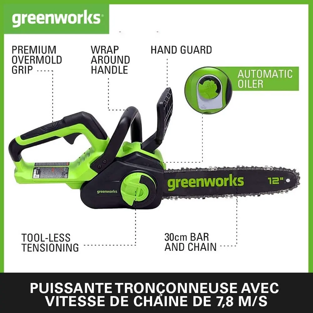 Tronçonneuse à batterie en acier vue 2
