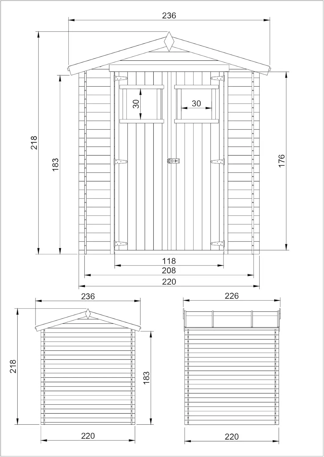 Abri de jardin en bois en bois naturel 4,33 m² vue 9