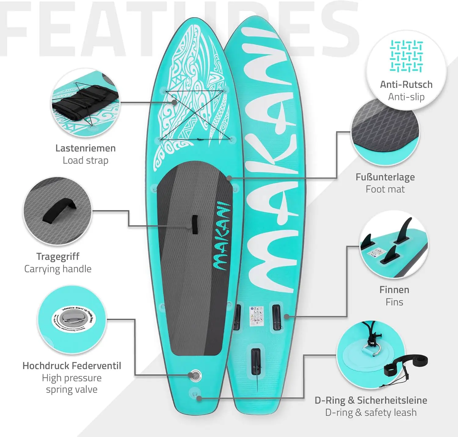 Paddle gonflable en aluminium sable vue 3