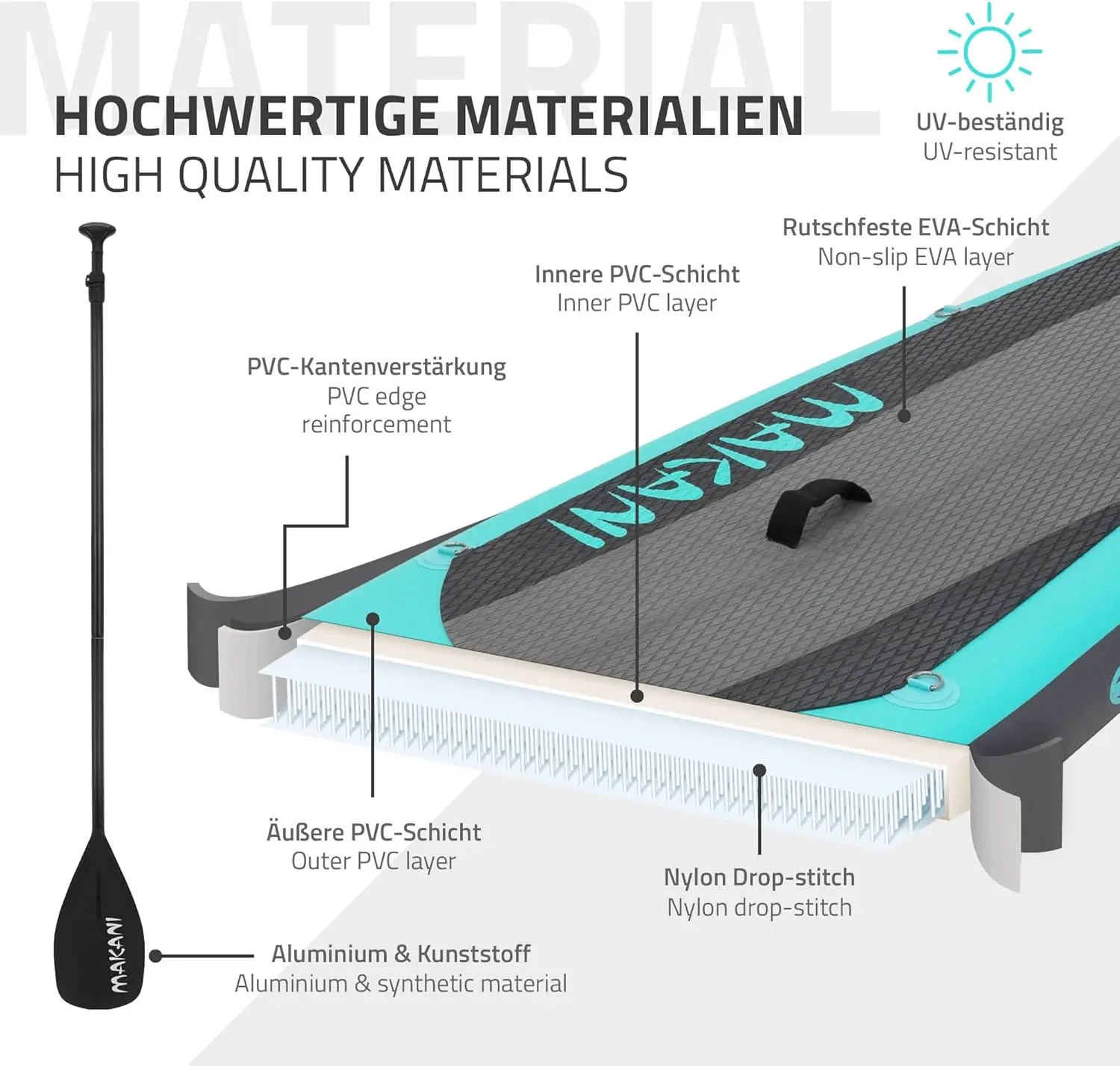 Paddle gonflable en aluminium sable vue 5