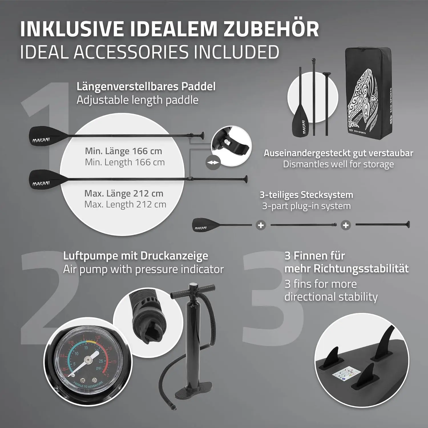 Paddle gonflable en aluminium noir vue 4