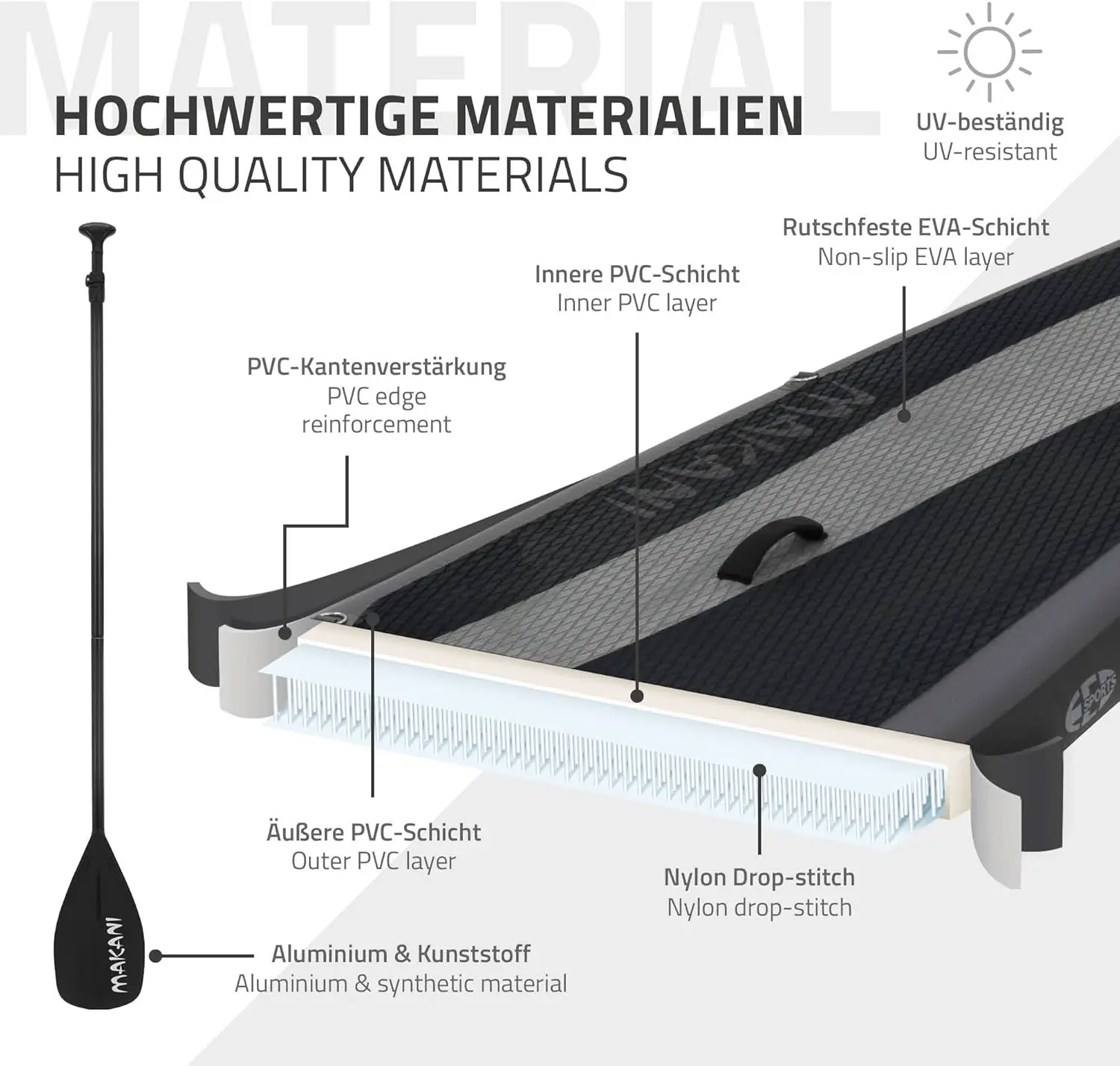Paddle gonflable en aluminium noir vue 5