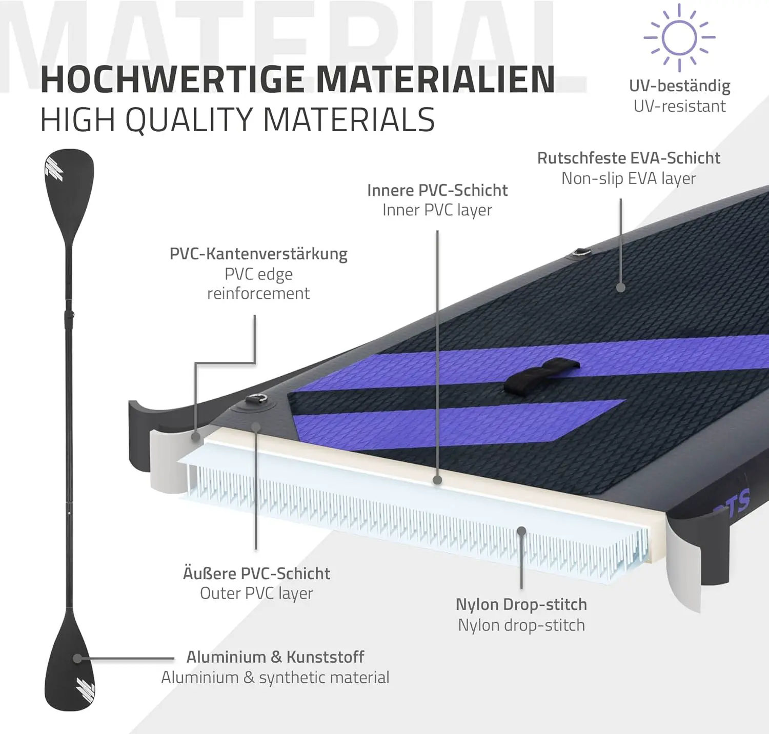 Paddle gonflable en aluminium noir vue 5