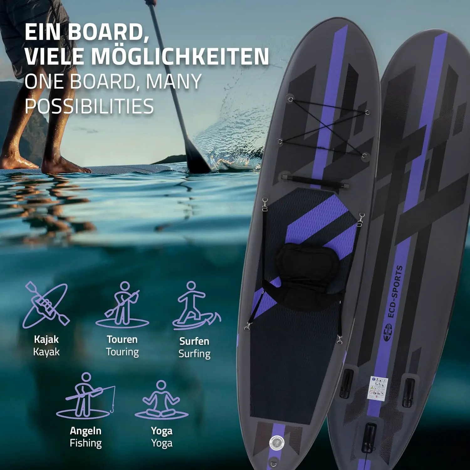 Paddle gonflable en aluminium noir vue 8