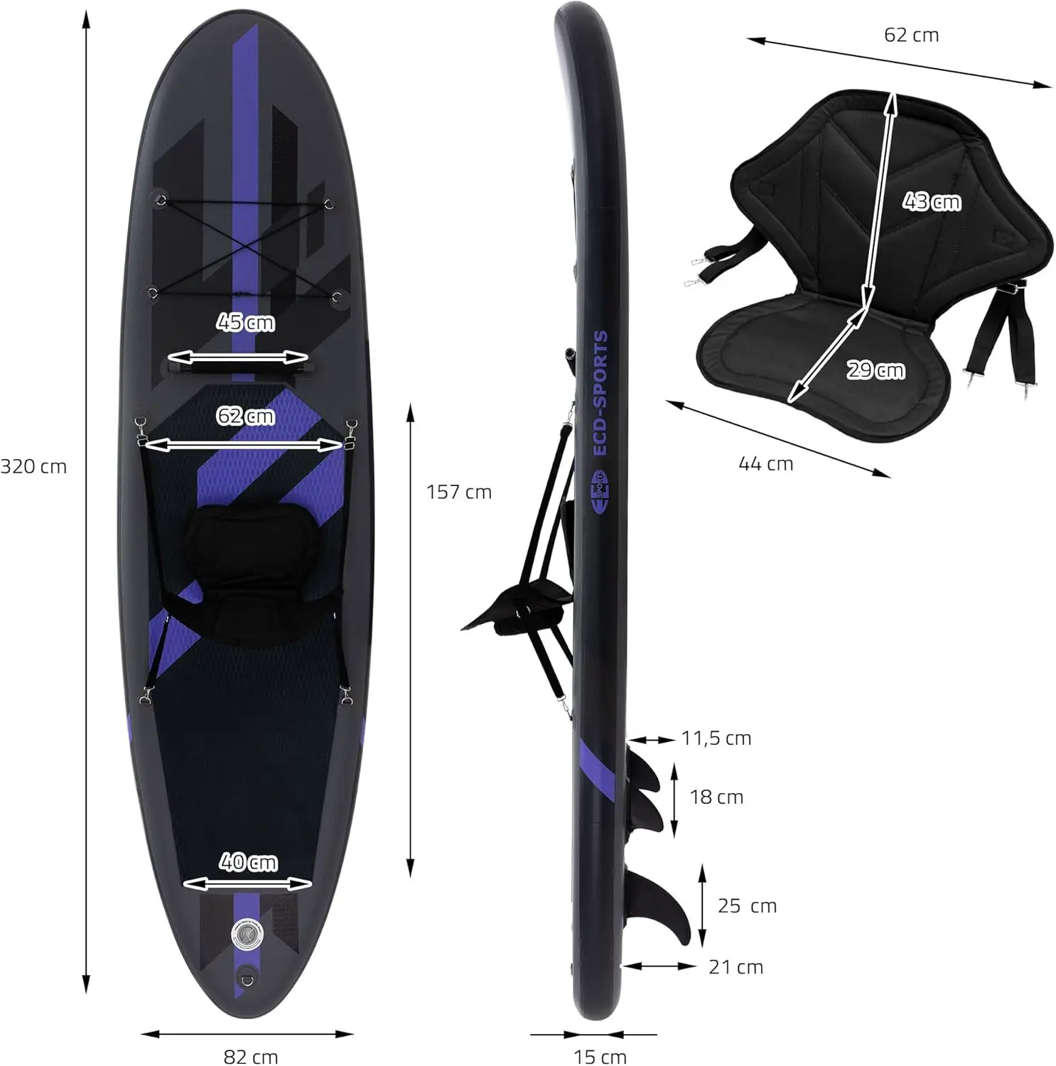 Paddle gonflable en aluminium noir vue 9