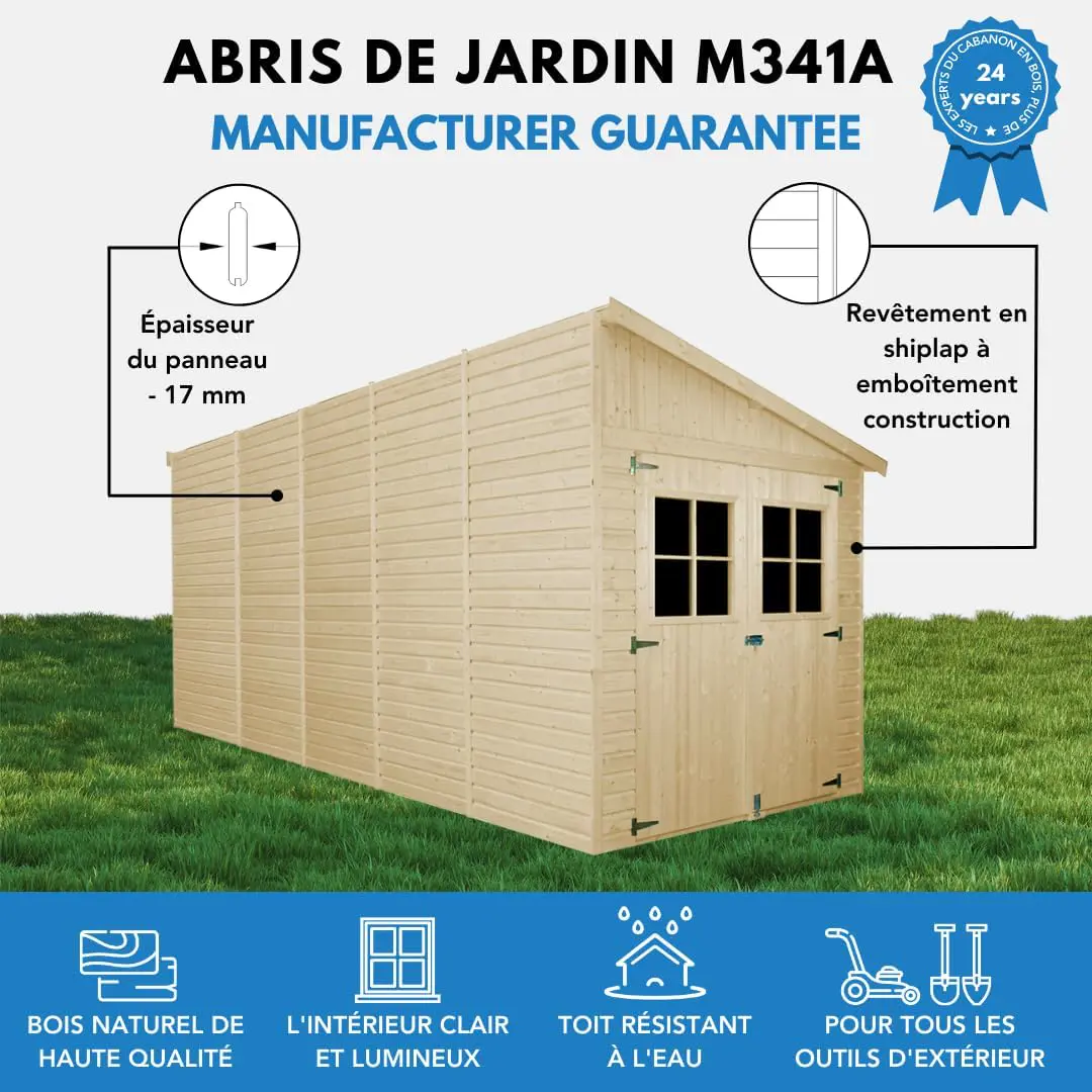 Abri de jardin en bois en bois gris 10 m² vue 4