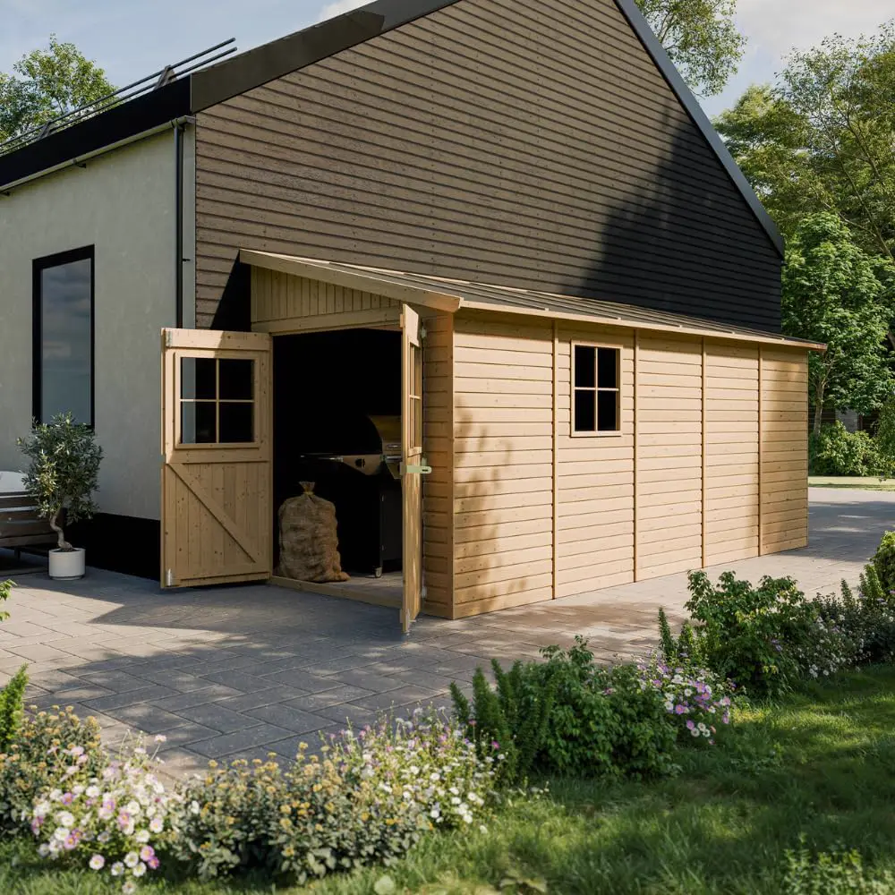 Abri de jardin en bois en bois naturel 10 m² vue 2