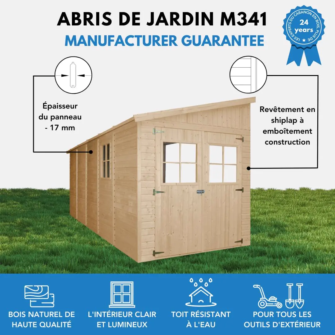 Abri de jardin en bois en bois naturel 10 m² vue 4
