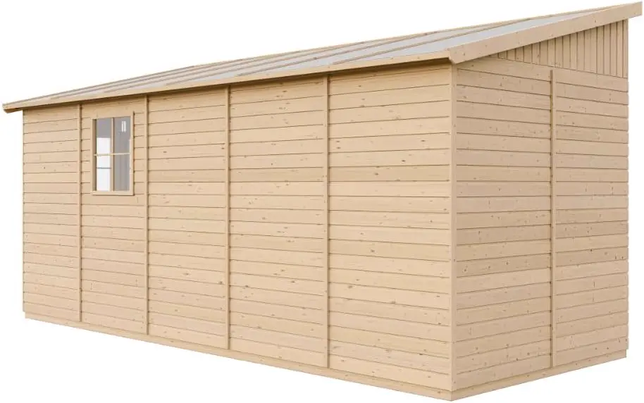 Abri de jardin en bois en bois naturel 10 m² vue 9