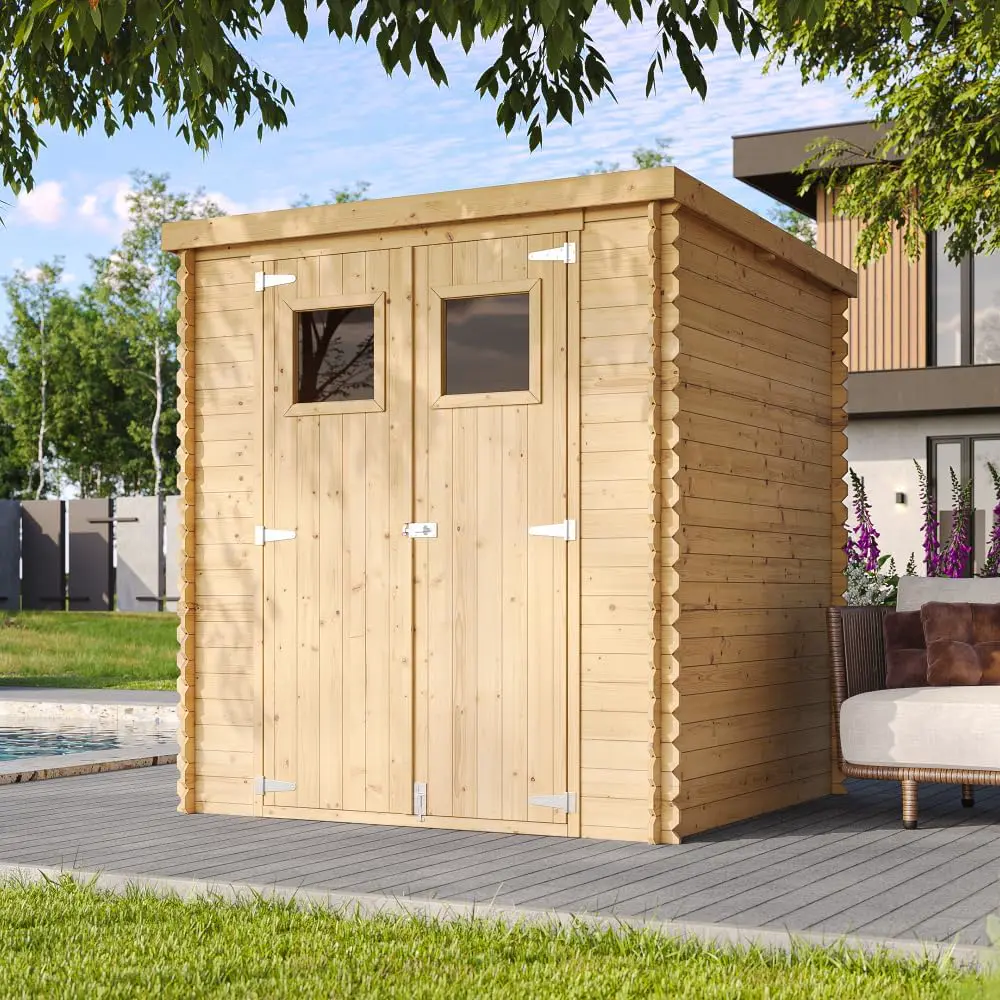 Abri de jardin en bois en bois naturel 3,53 m² vue 2