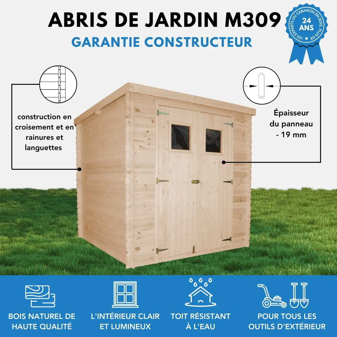 Abri de jardin en bois en bois naturel 3,53 m² vue 4