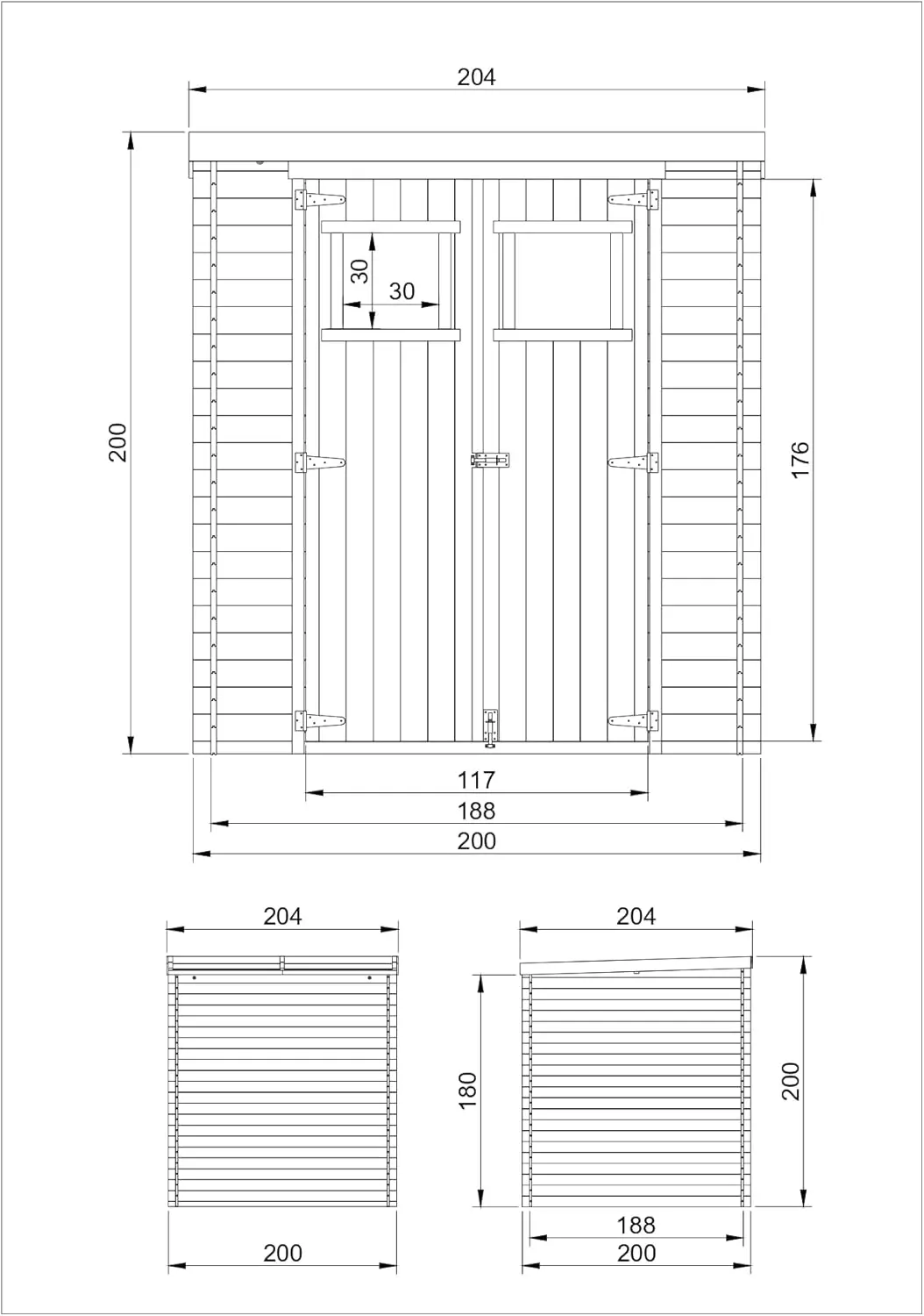 Abri de jardin en bois en bois naturel 3,53 m² vue 5
