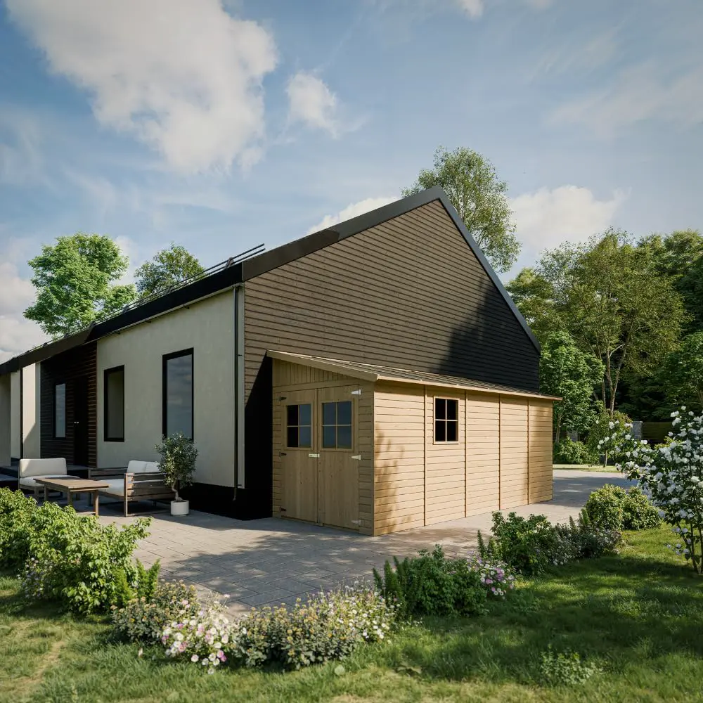 Abri de jardin en bois en bois marron 10 m² vue 2