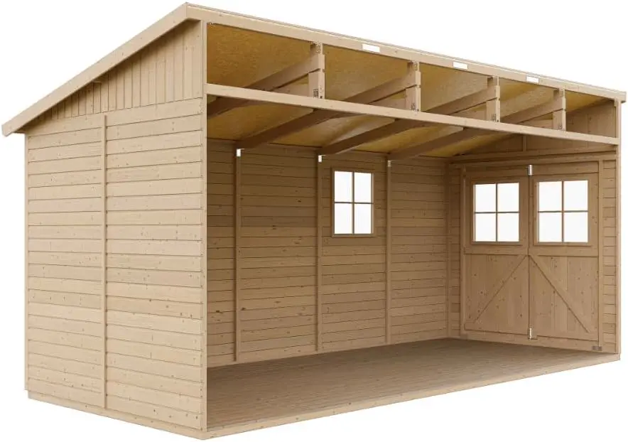 Abri de jardin en bois en bois marron 10 m² vue 3