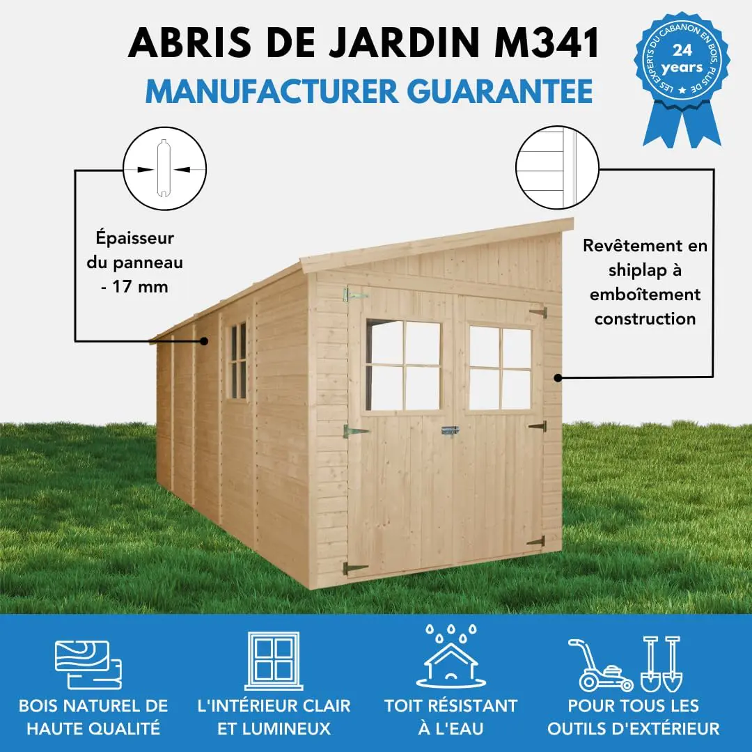Abri de jardin en bois en bois marron 10 m² vue 4