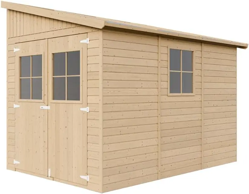 Abri de Jardin en Bois Naturel(avec paroi latérale) avec