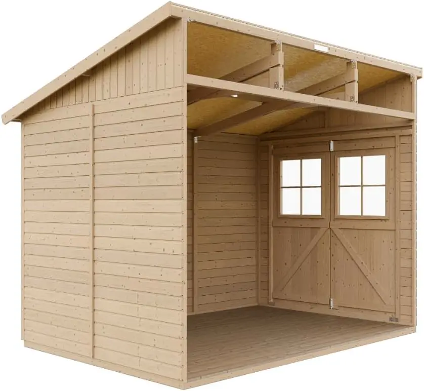 Abri de jardin en bois en bois naturel 6 m² vue 8