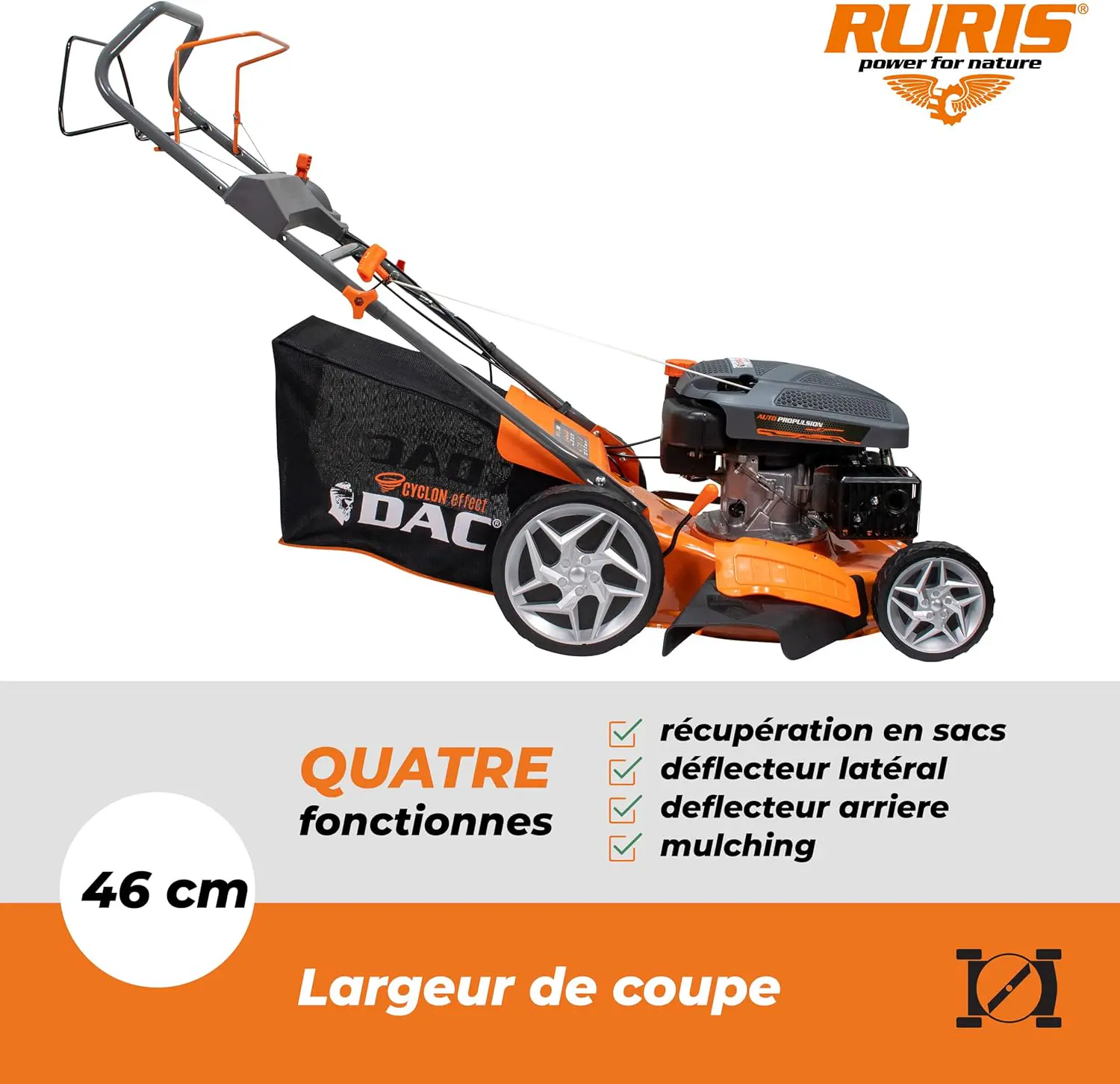 Tondeuse autoportée en acier orange vue 3