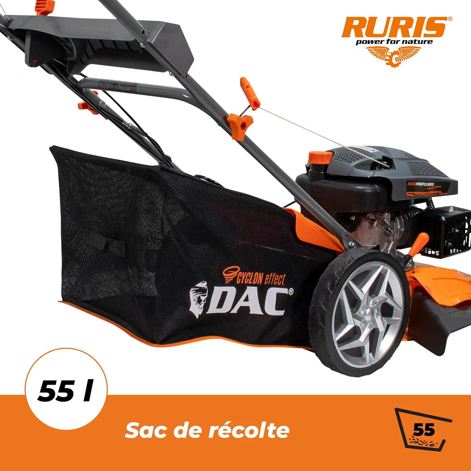 Tondeuse autoportée en acier orange vue 4