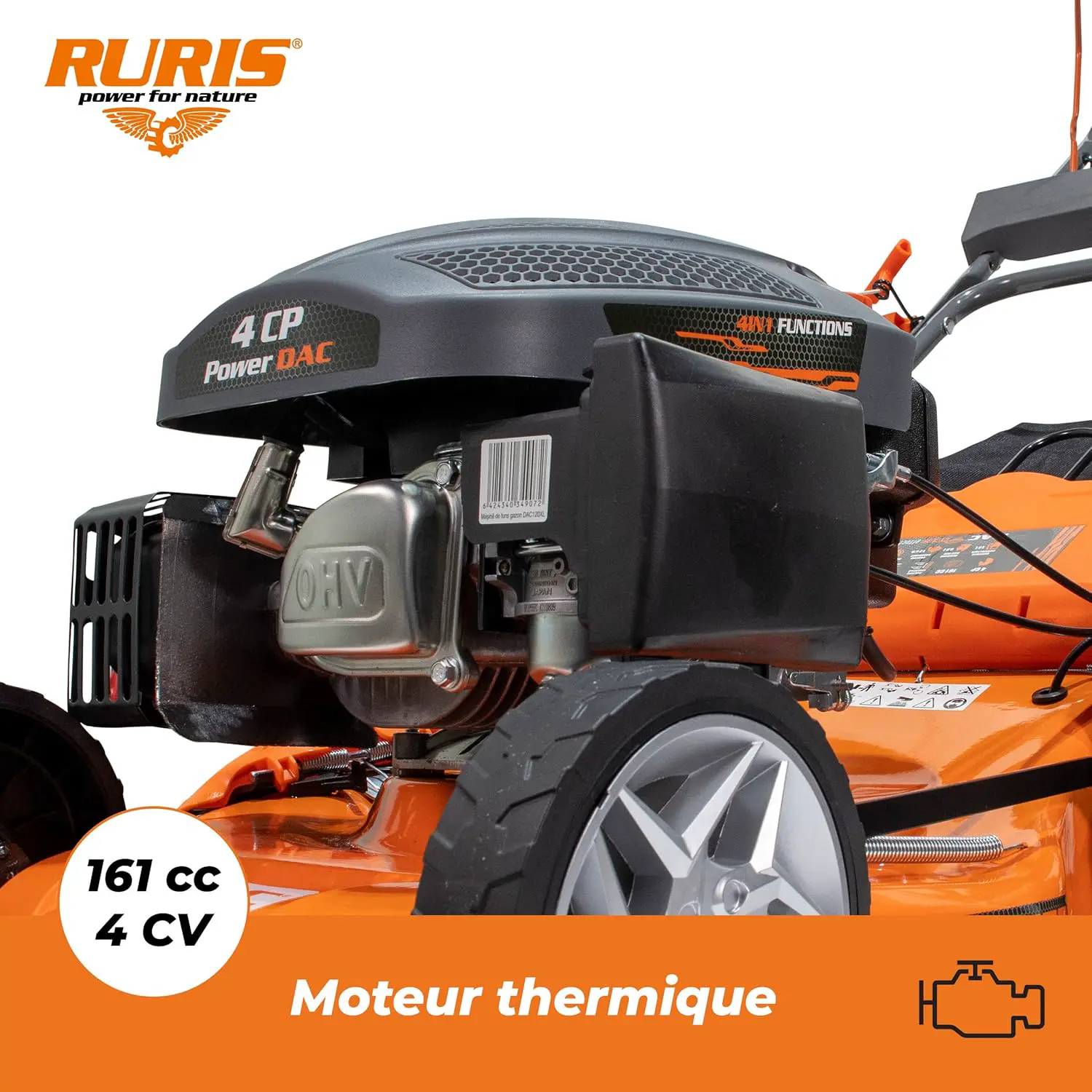 Tondeuse autoportée en acier orange vue 5