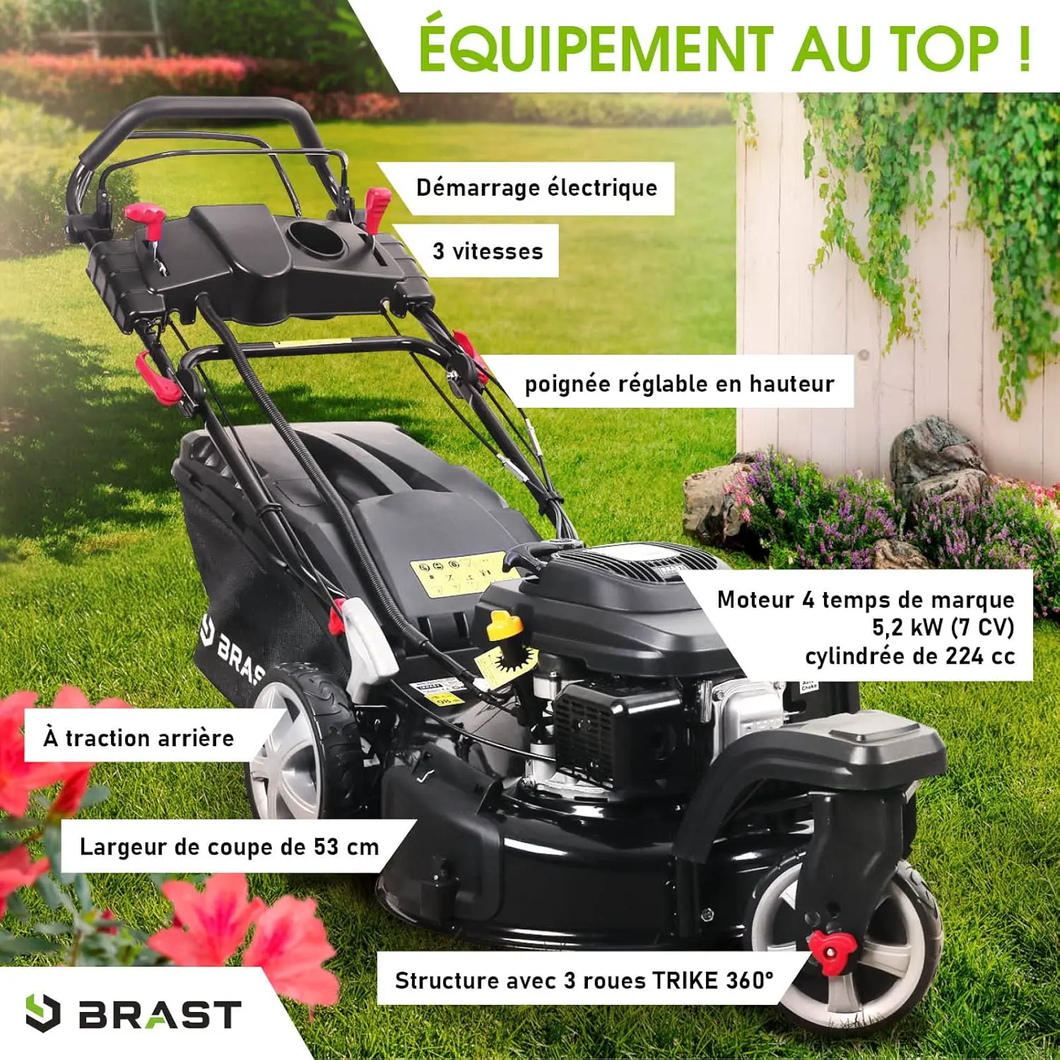 Tondeuse autoportée en acier noir 1500x540 vue 2