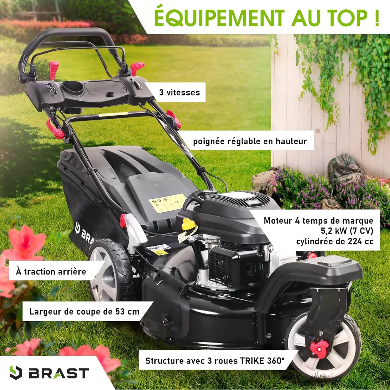 Tondeuse autoportée en acier noir 1500x540 vue 2