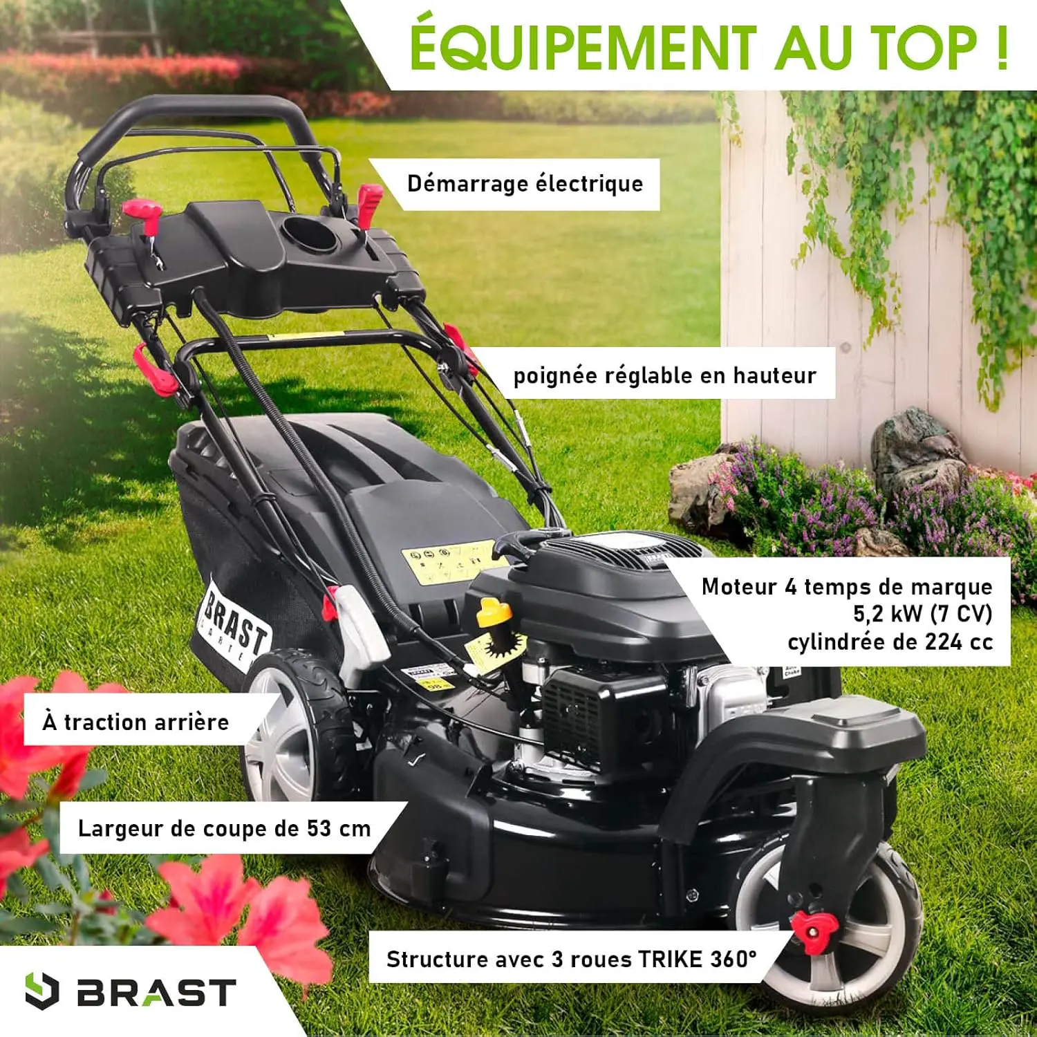 Tondeuse autoportée en acier noir 1500x540 vue 2